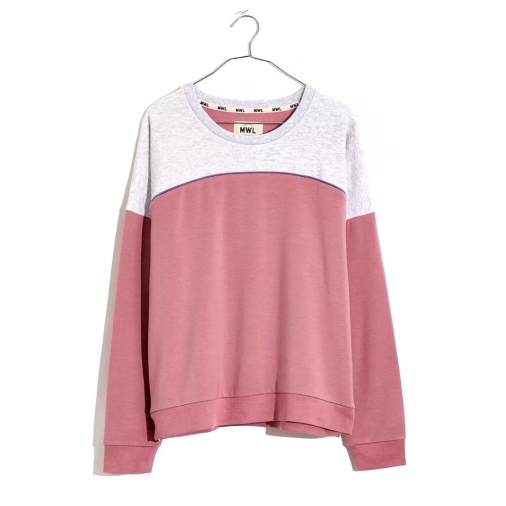 Madewell MWL Smoky Lilac Superbrushed Colorblock Easygoing Sweatshirt Crewneck